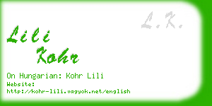 lili kohr business card